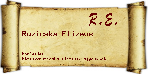 Ruzicska Elizeus névjegykártya